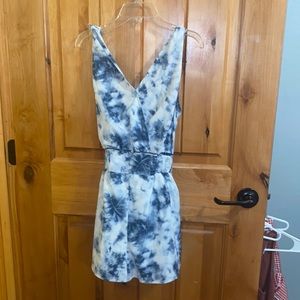 Blue and white tie dye romper